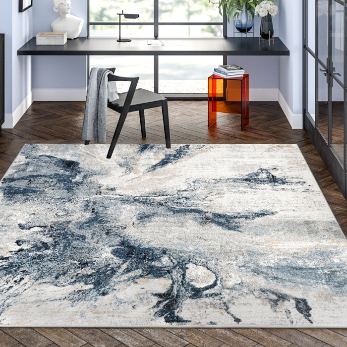 Wade Logan® Dittmer Abstract Navy/Ivory Area Rug & Reviews Wayfair